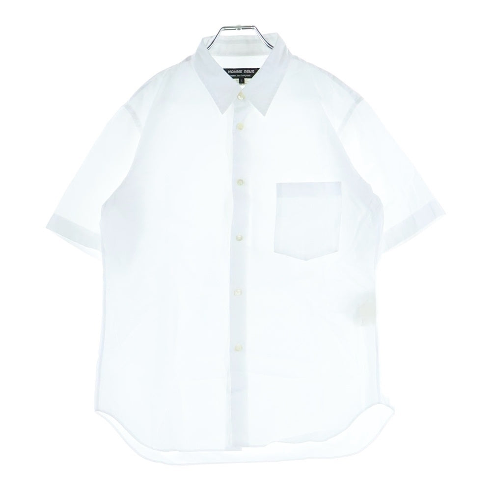COMME des GARCONS HOMME DEUX(コムデギャルソン オムドゥ) AD2019 スタンダードカラー ポケット 半袖 シャツ ホワイト DZ‐B517