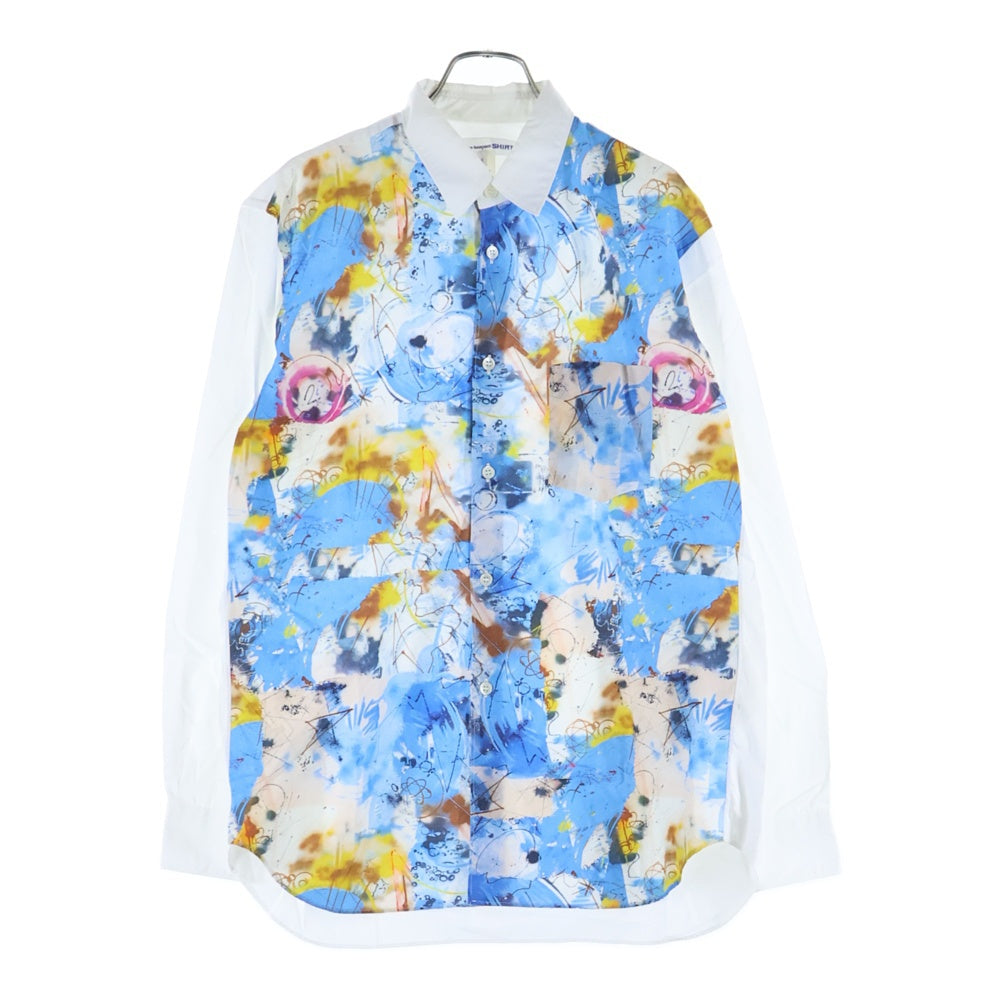 COMME des GARCONS SHIRT(コムデギャルソンシャツ) 20AW × FUTURA フューチュラ 総柄 グラフィック 長袖 シャツ ブルー W28006