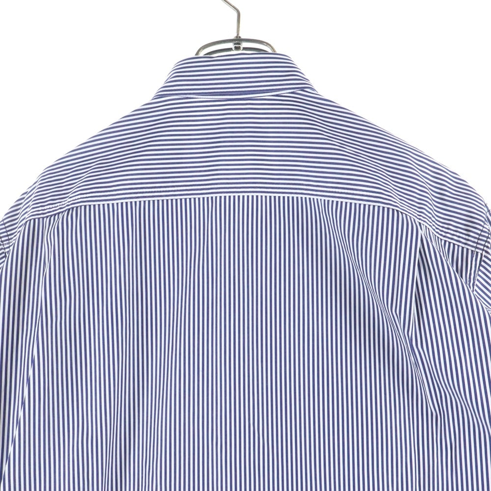 COMME des GARCONS HOMME(コムデギャルソンオム) 23SS AD2022 フロントパッチワーク切替 長袖ストライプシャツ ブラック/ホワイト HK-B016