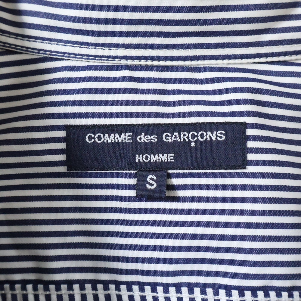 COMME des GARCONS HOMME(コムデギャルソンオム) 23SS AD2022 フロントパッチワーク切替 長袖ストライプシャツ ブラック/ホワイト HK-B016