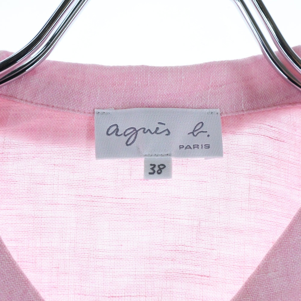 agnes b.(アニエスベー) ラウンドカラー ショートスリーブ リネンシャツ レディース ピンク