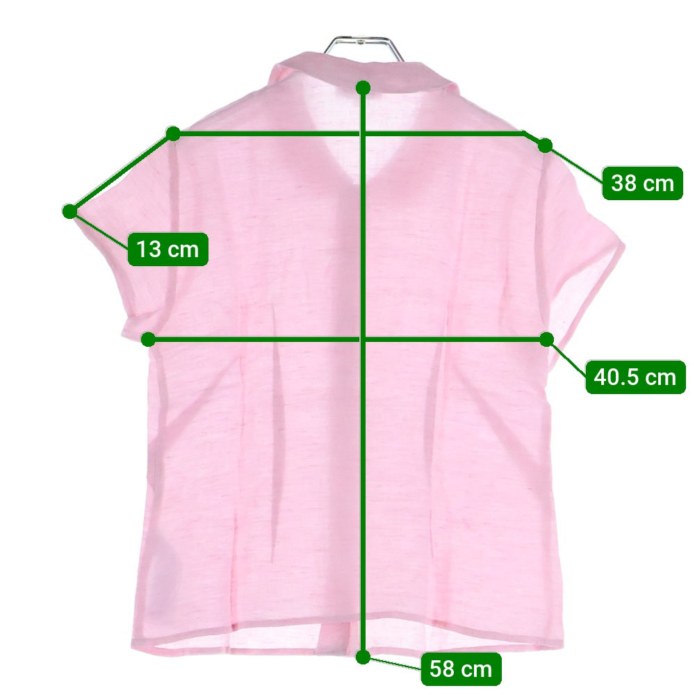 agnes b.(アニエスベー) ラウンドカラー ショートスリーブ リネンシャツ レディース ピンク