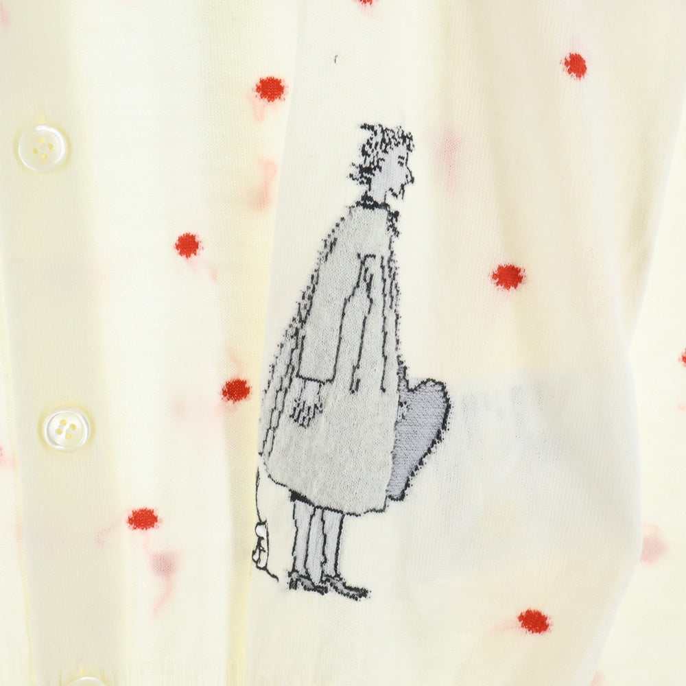 TAO COMME des GARCONS(タオコムデギャルソン) 25SS AD2024 フロント刺繍 ドット柄 ニットカーディガン レディース アイボリー/レッド TO-N011