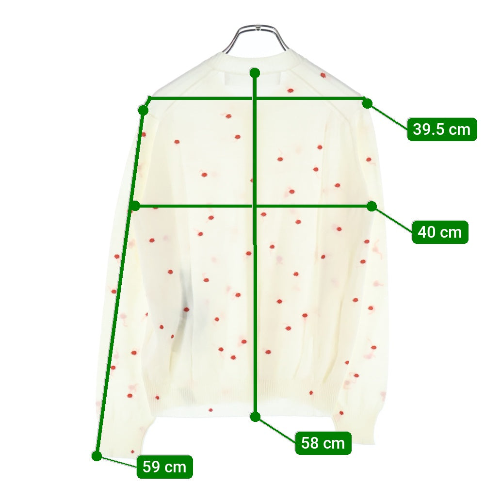 TAO COMME des GARCONS(タオコムデギャルソン) 25SS AD2024 フロント刺繍 ドット柄 ニットカーディガン レディース アイボリー/レッド TO-N011