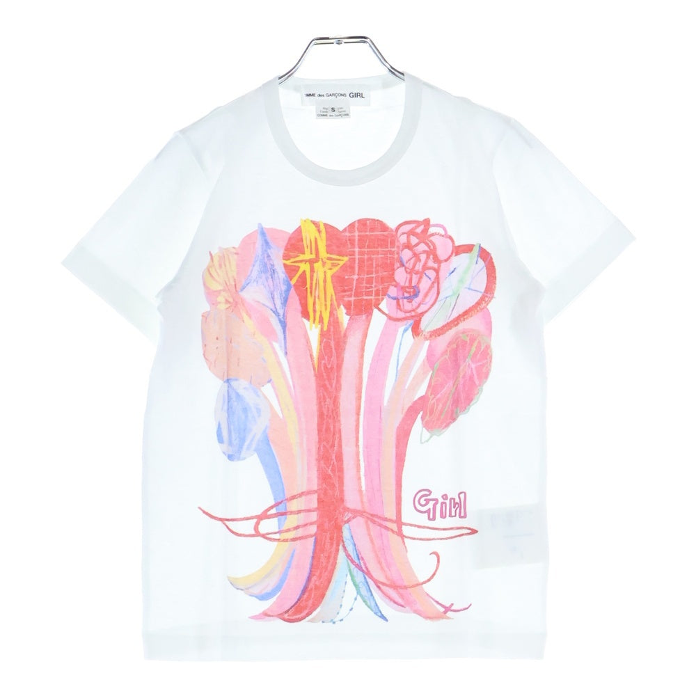 COMME DES GARCONS GIRL(コムデギャルソンガール) 25AW AD2025 吉野マオ 限定 花束 クルーネック半袖Tシャツ カットソー レッド ホワイト/レッド NP-T013 レディース