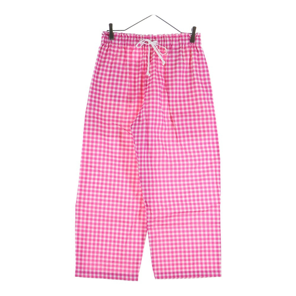 TAO COMME des GARCONS(タオコムデギャルソン) 25SS AD2024 ギンガムチェック イージーワイドパンツ レディース ピンク/ホワイト TO-P004