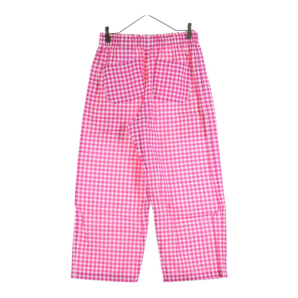 TAO COMME des GARCONS(タオコムデギャルソン) 25SS AD2024 ギンガムチェック イージーワイドパンツ レディース ピンク/ホワイト TO-P004
