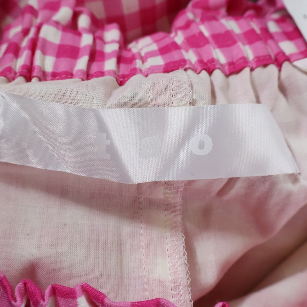 TAO COMME des GARCONS(タオコムデギャルソン) 25SS AD2024 ギンガムチェック イージーワイドパンツ レディース ピンク/ホワイト TO-P004