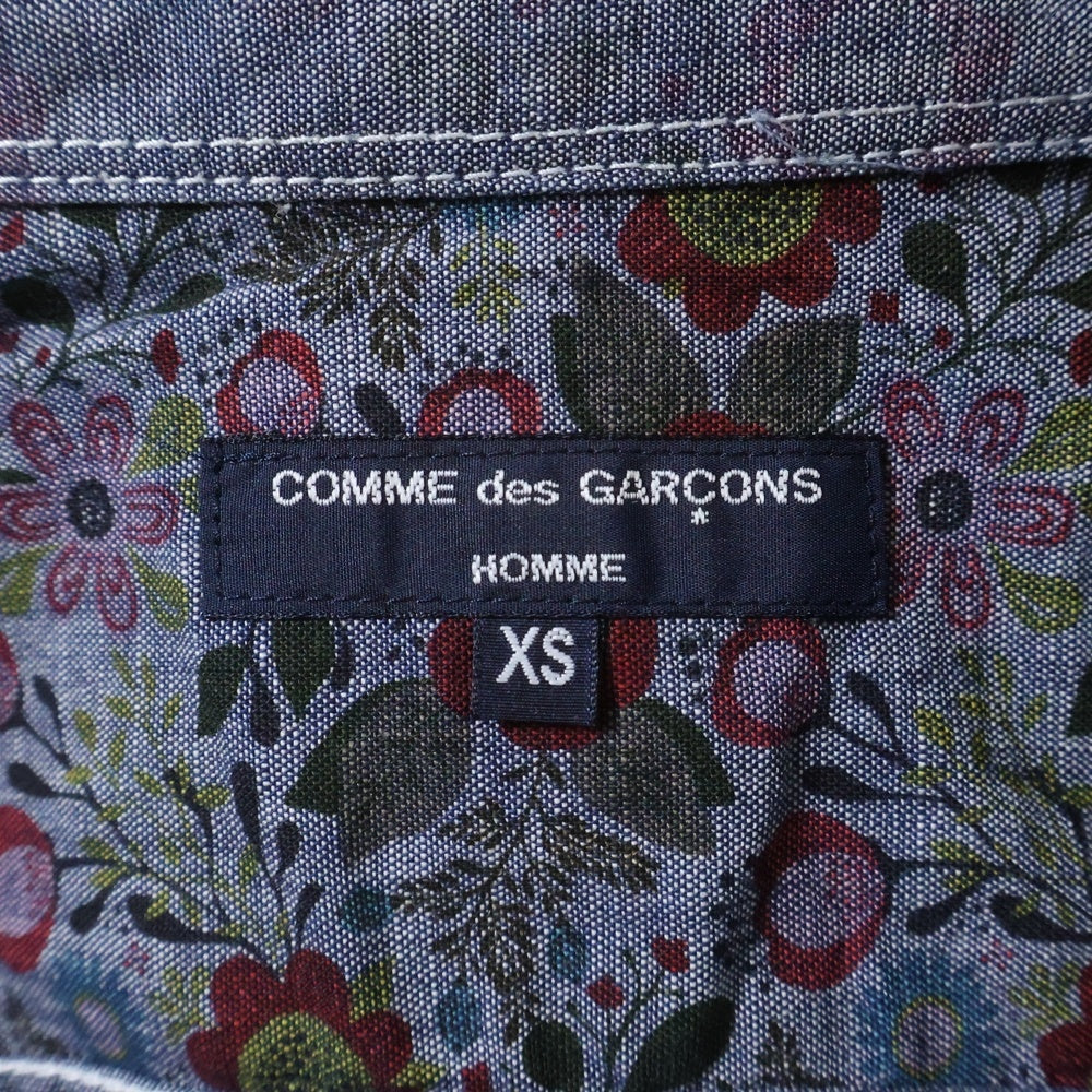 COMME des GARCONS HOMME(コムデギャルソンオム) 21SS AD2020 花柄 半袖シャンブレーシャツ ネイビー HG-B031