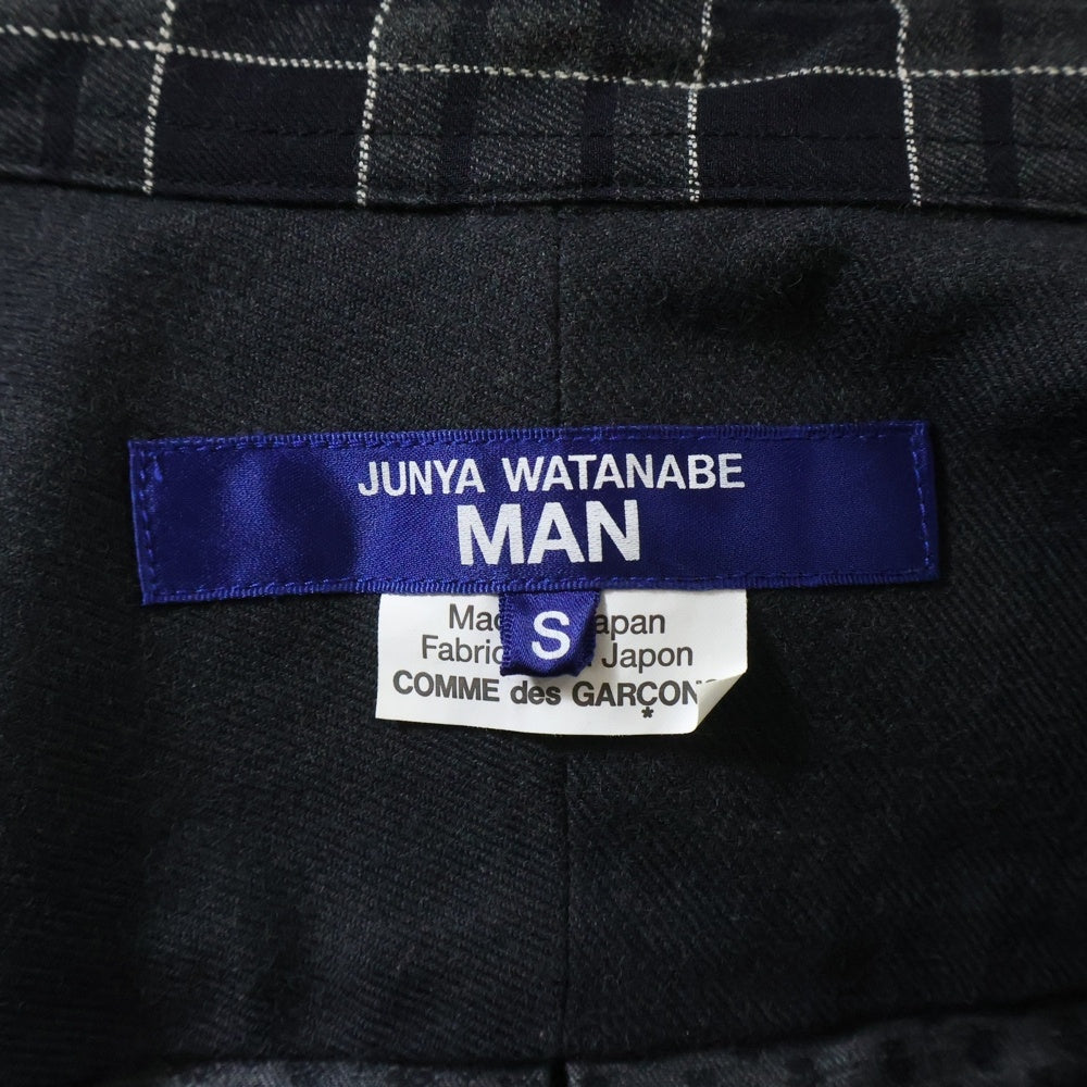 COMME des GARCONS JUNYA WATANABE MAN(コムデギャルソンジュンヤワタナベマン) 22AW AD2022 バック総柄 長袖チェックシャツ ブラック WJ-B024