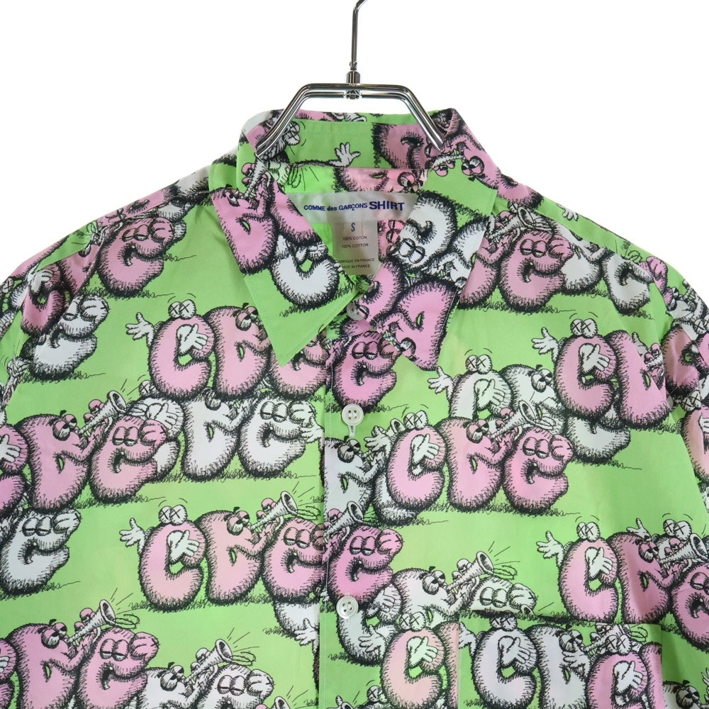 COMME des GARCONS SHIRT コムデギャルソンシャツ ×COWS カウズ 総柄 ロングスリーブ コットンシャツ グリーン FH-B033 COMME des GARCONS SHIRT(コムデギャルソンシャツ) ×COWS カウズ 総柄