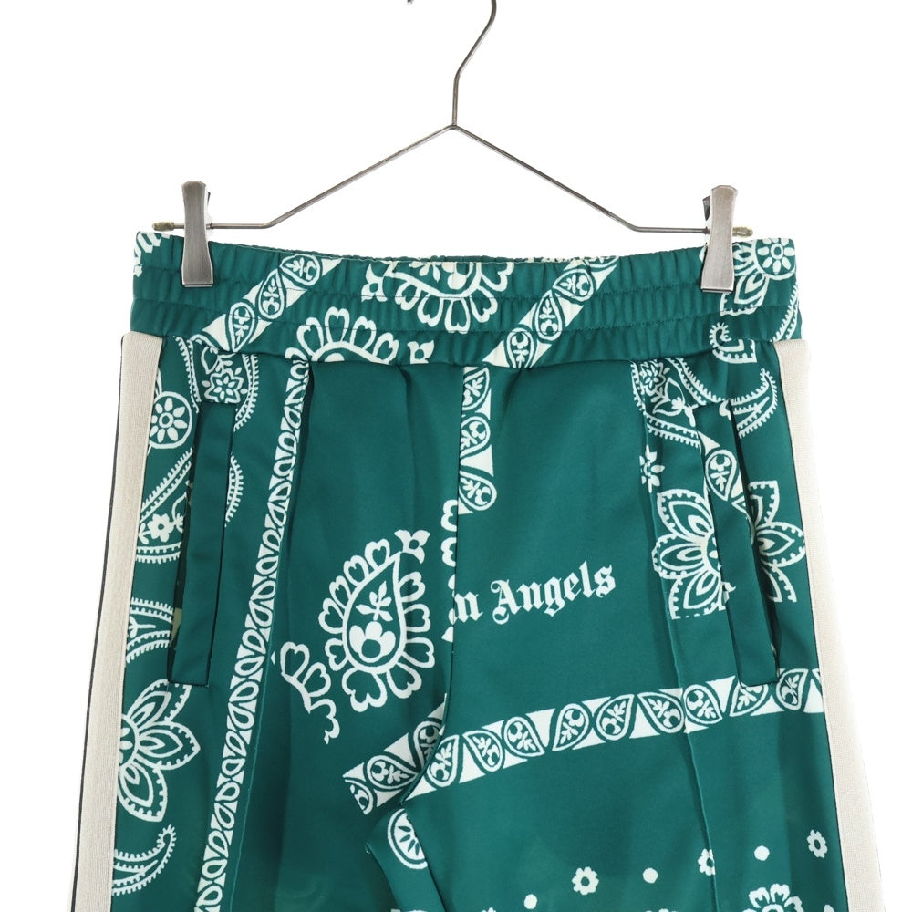 Palm Angels(パームエンジェルス) BANDANA TRACK PANTS ペイズリーパターン サイドライン バンダナ トラックパンツ グリーン PMCA007F21FAB005