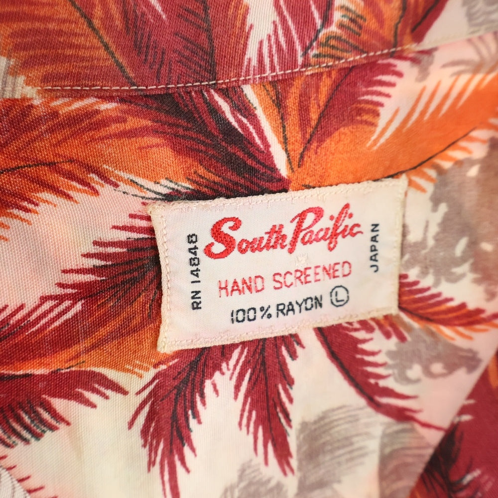 VINTAGE(ヴィンテージ) 60S South Pacific 総柄アロハシャツ レーヨン半袖シャツ レッド