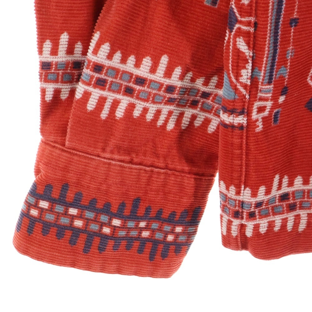 EVISU(エビス) 90S 総柄 コーデュロイ長袖シャツ レッド