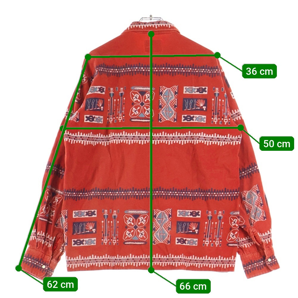 EVISU(エビス) 90S 総柄 コーデュロイ長袖シャツ レッド