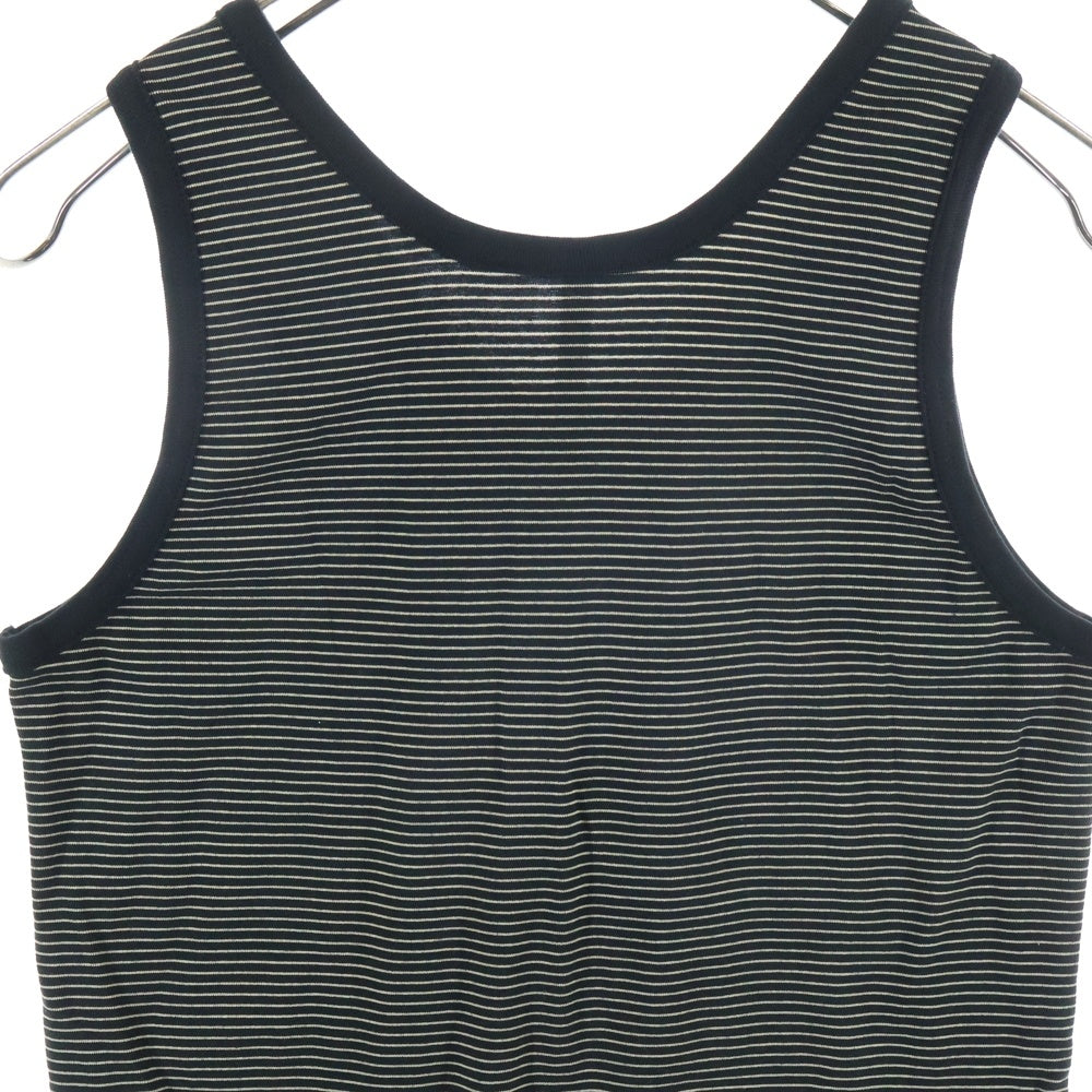 THEE OLD CIRCUS(ジオールドサーカス) 針抜きクリアフライスタンクトップ ボーダー ノースリーブカットソー ブラック 3118-Y