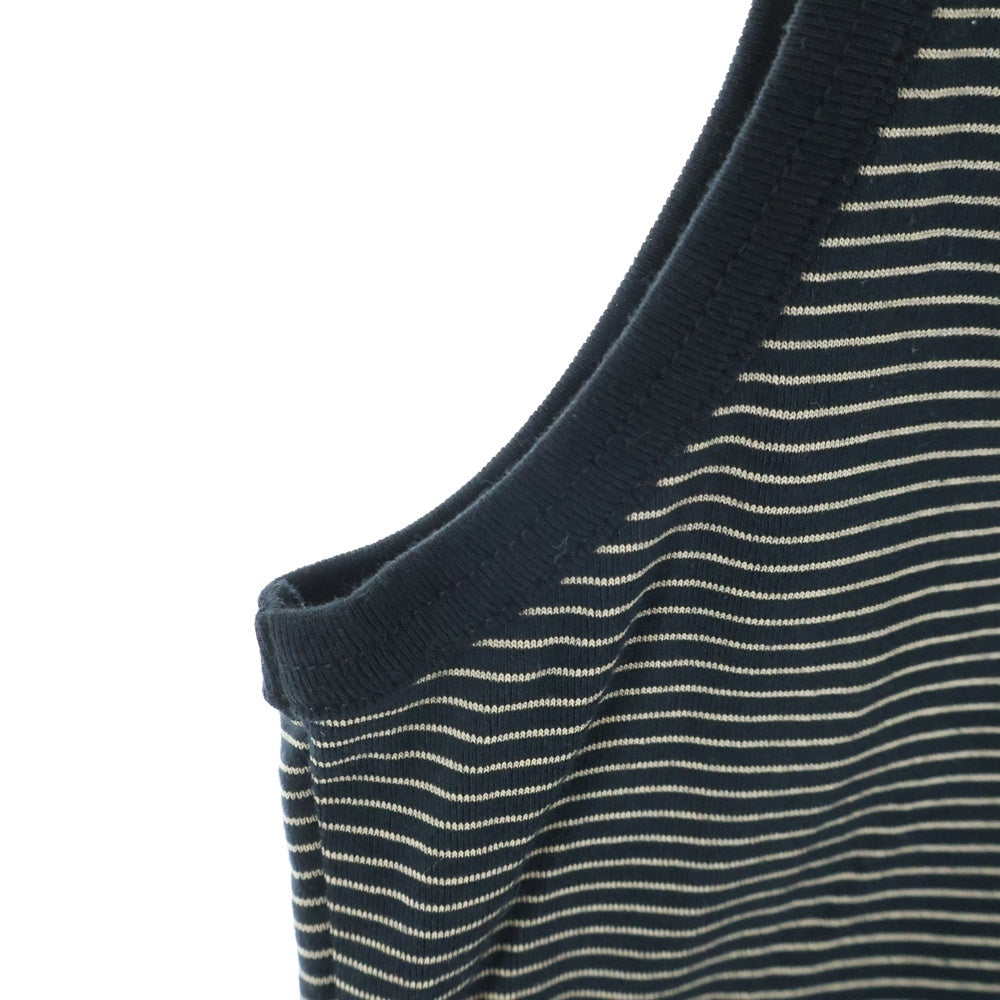 THEE OLD CIRCUS(ジオールドサーカス) 針抜きクリアフライスタンクトップ ボーダー ノースリーブカットソー ブラック 3118-Y