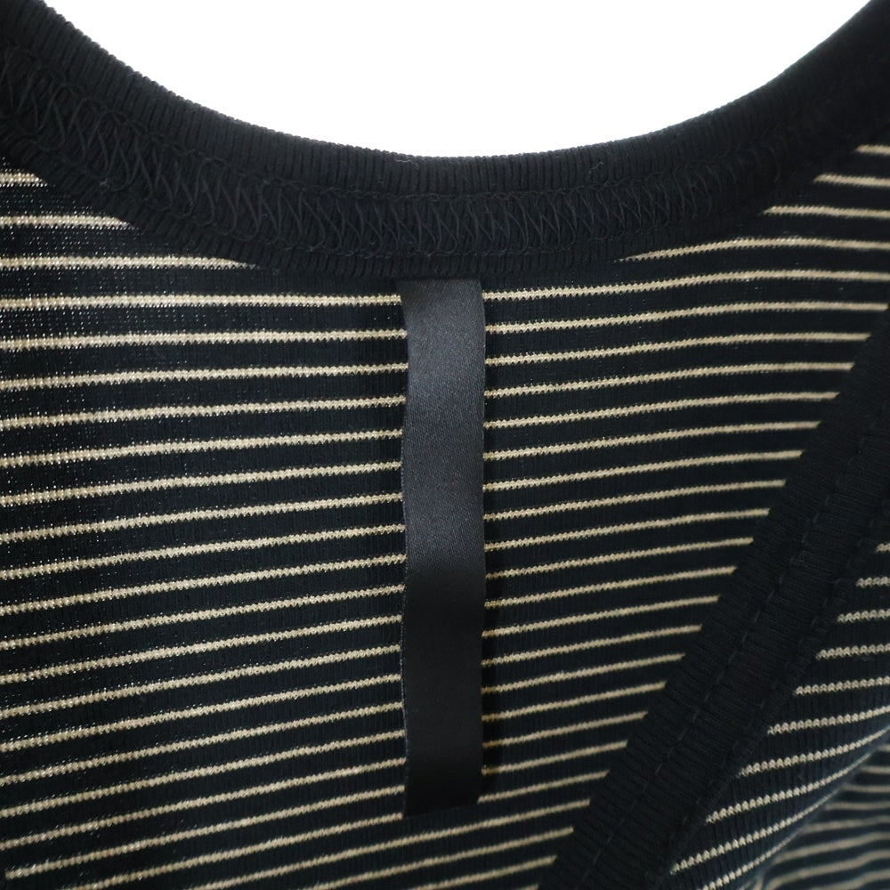 THEE OLD CIRCUS(ジオールドサーカス) 針抜きクリアフライスタンクトップ ボーダー ノースリーブカットソー ブラック 3118-Y