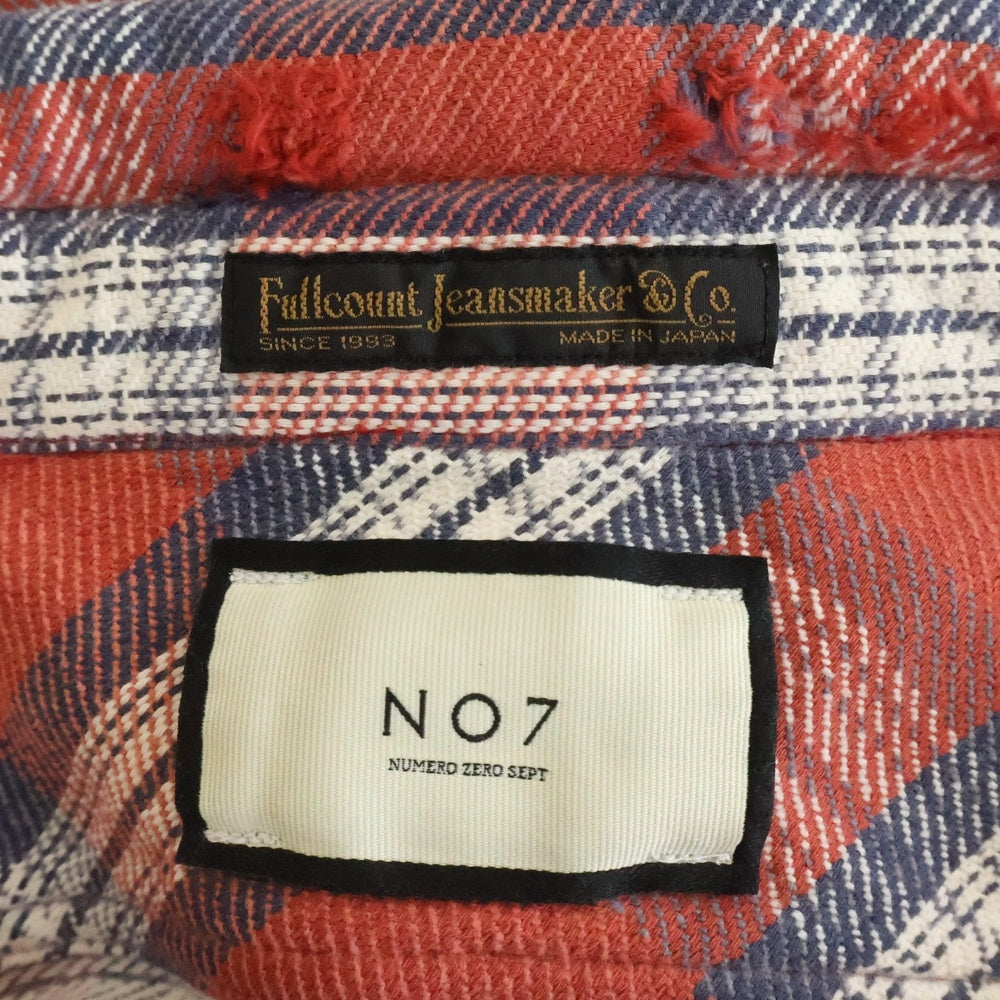 FULLCOUNT(フルカウント) 24AW ×N/07 ORIGINAL CHECK FLANNEL SHIRT エヌゼロナナ ヴィンテージ加工 チェックブランネルシャツ レッド 24AW-NFC-SH-003