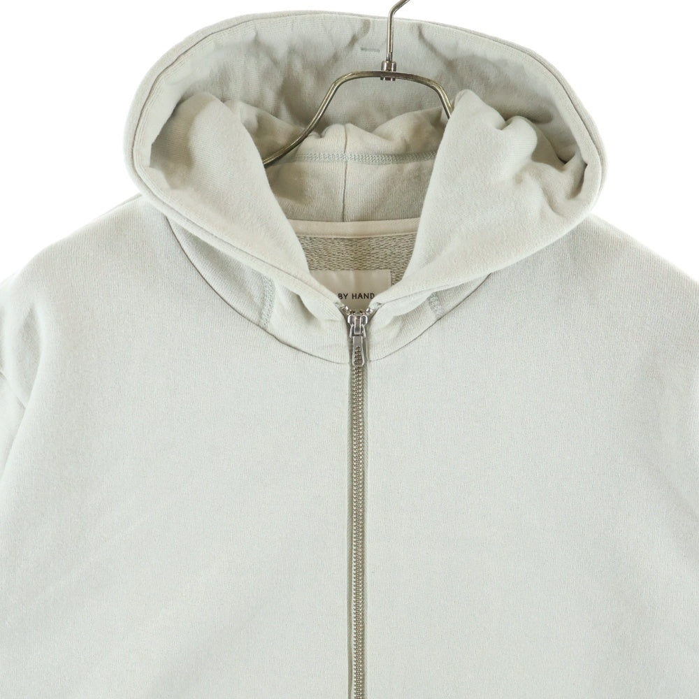 STILL BY HAND(スティルバイハンド) ダブルポケット ステッチデザイン フーデッド ジップアップ スウェット パーカー ホワイト CS00213