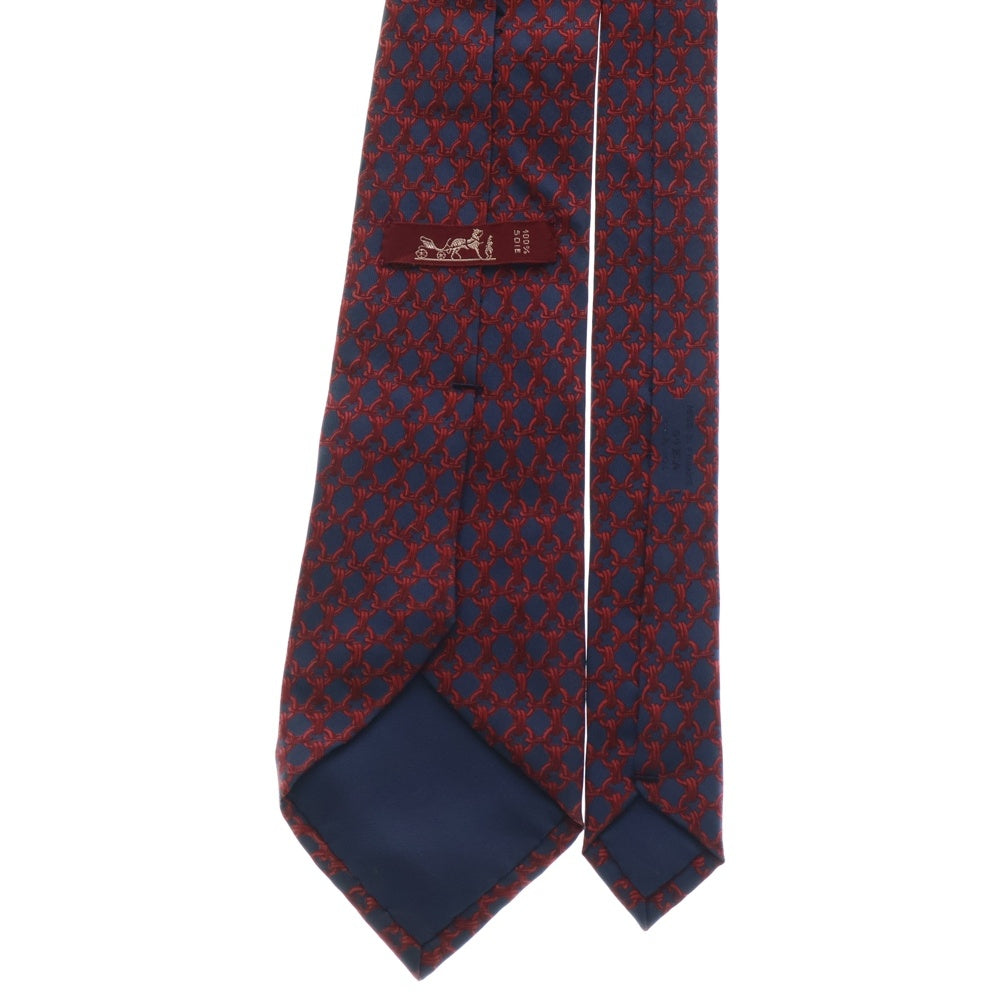 HERMES(エルメス) フランス製 チェーンモチーフ シルクネクタイ レッド