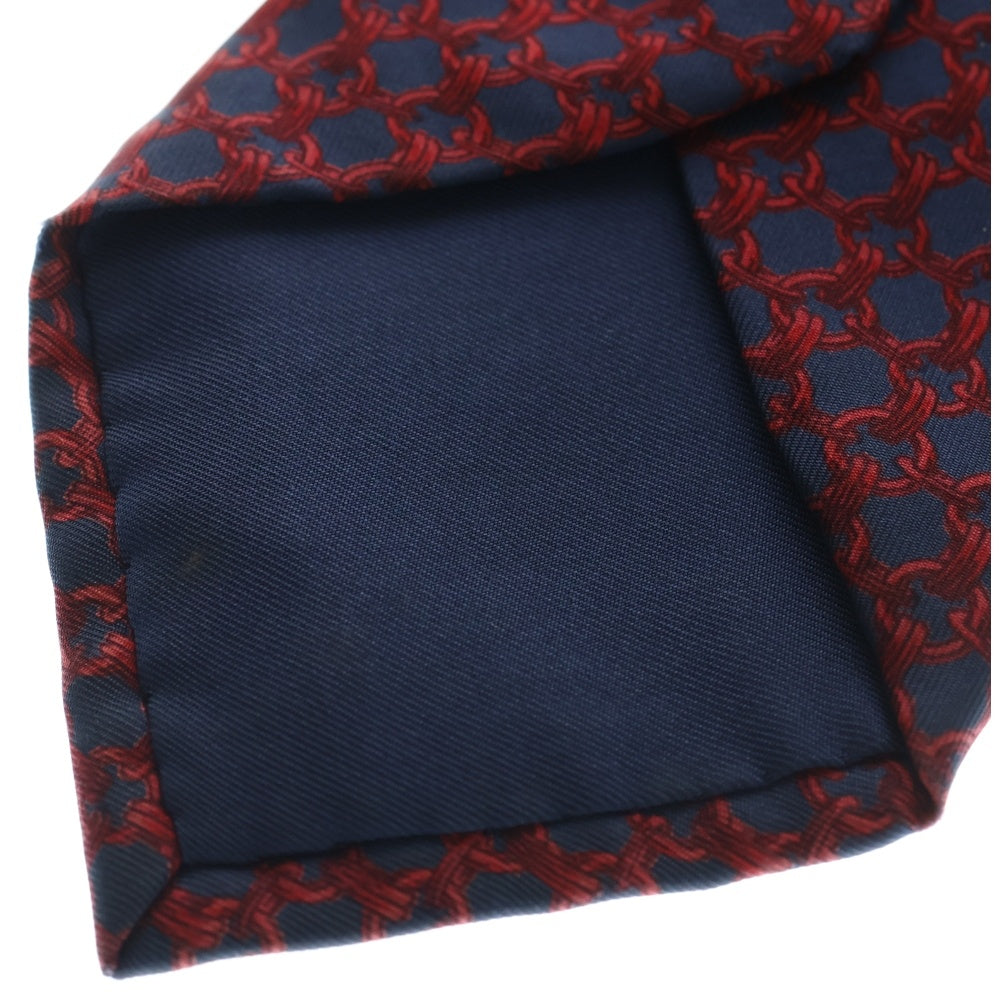 HERMES(エルメス) フランス製 チェーンモチーフ シルクネクタイ レッド