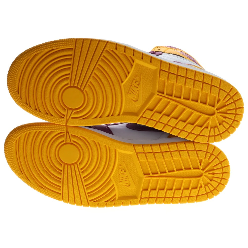 NIKE(ナイキ) AIR JORDAN 1 HIGH OG Brotherhood エアジョーダンワン ブラザーフッド ハイカットスニーカー イエロー/パープル US9.5/27.5cm 555088-706