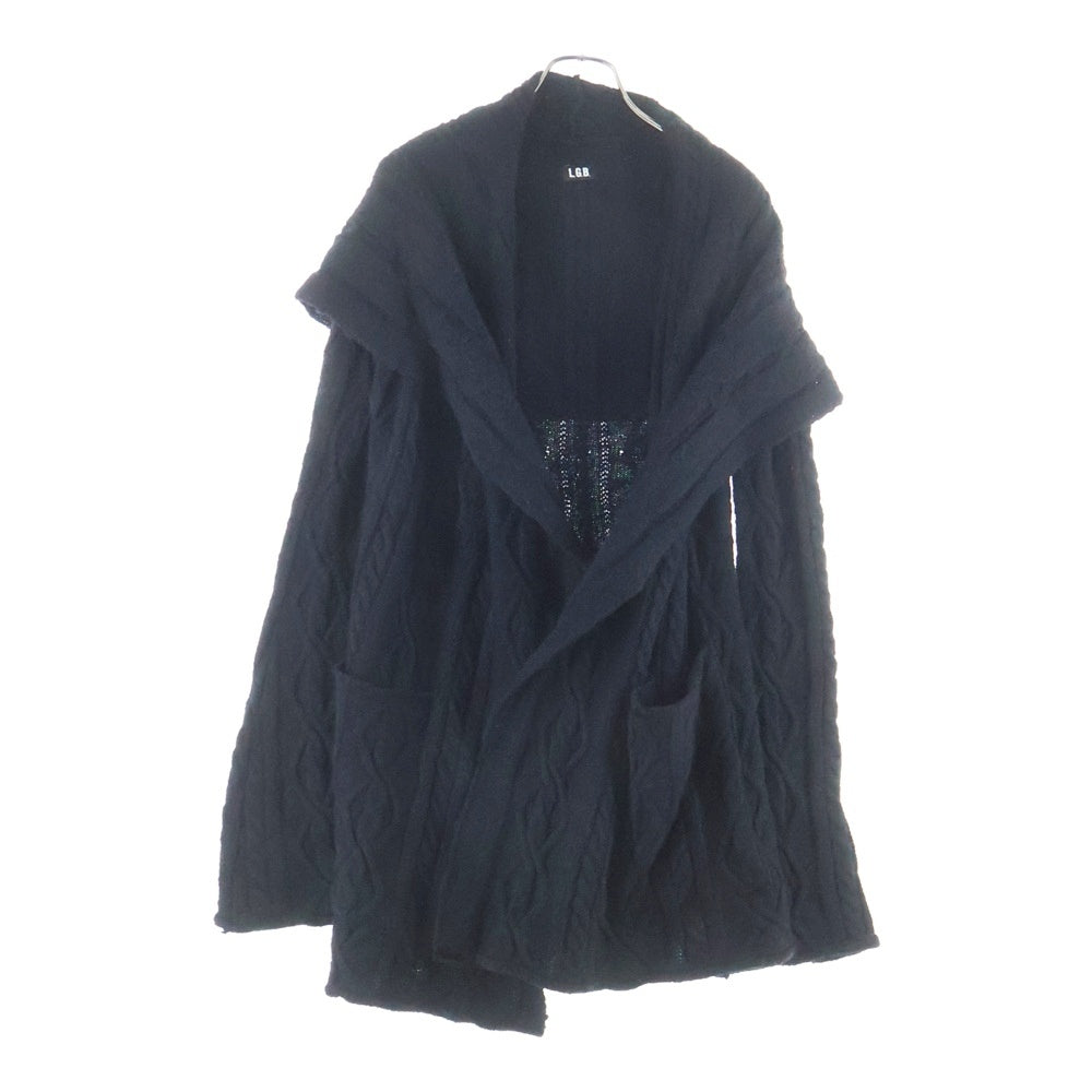 L.G.B.(ルグランブルー) CARDI/STD UKSLAB カシミア混 ウールアルパカ ニット ロングカーディガン ブラック レディース