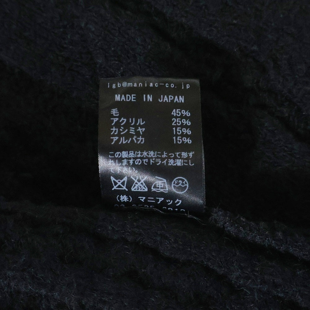 L.G.B.(ルグランブルー) CARDI/STD UKSLAB カシミア混 ウールアルパカ ニット ロングカーディガン ブラック レディース