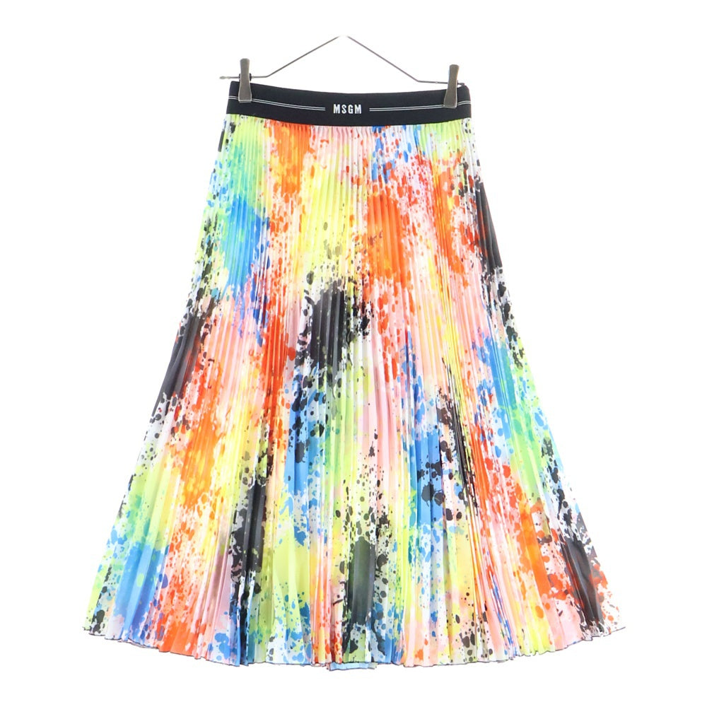 MSGM(エムエスジーエム) MULTICOLOR SKIRT フレア インクプリンテッド プリーツスカート マルチカラー レディース 3241MDD10P