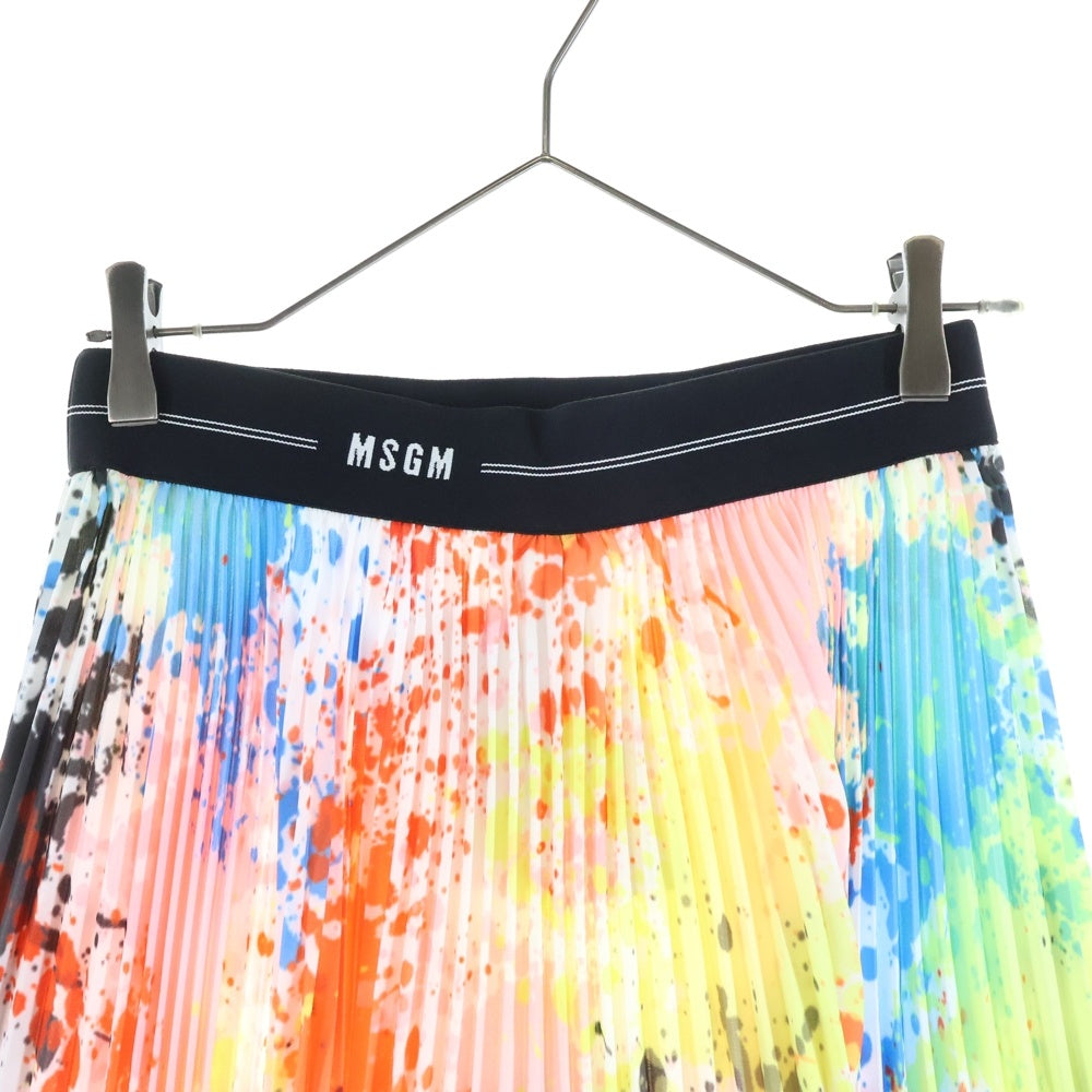 MSGM(エムエスジーエム) MULTICOLOR SKIRT フレア インクプリンテッド プリーツスカート マルチカラー レディース 3241MDD10P