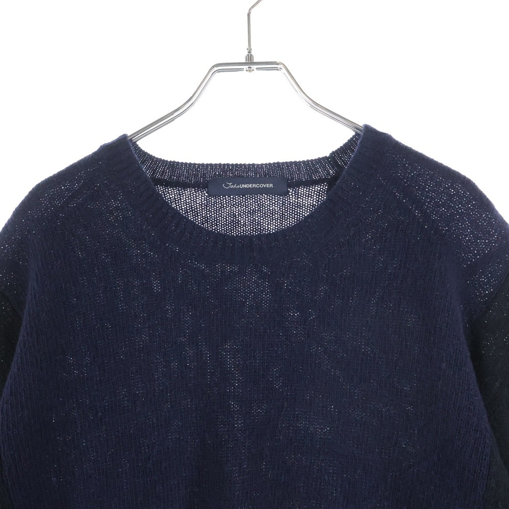John UNDERCOVER(ジョン アンダーカバー) バイカラーデザイン ウールニット セーター ネイビー/ブラック JUN4902