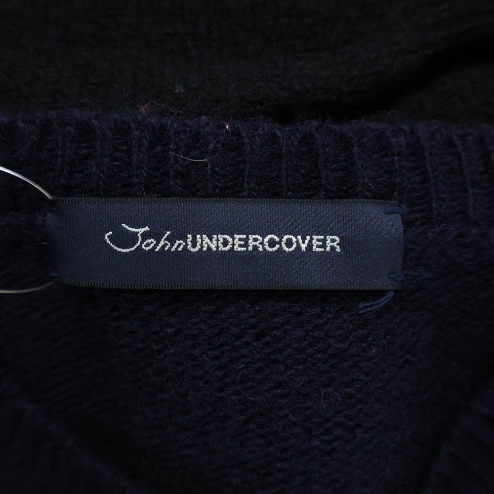 John UNDERCOVER(ジョン アンダーカバー) バイカラーデザイン ウールニット セーター ネイビー/ブラック JUN4902