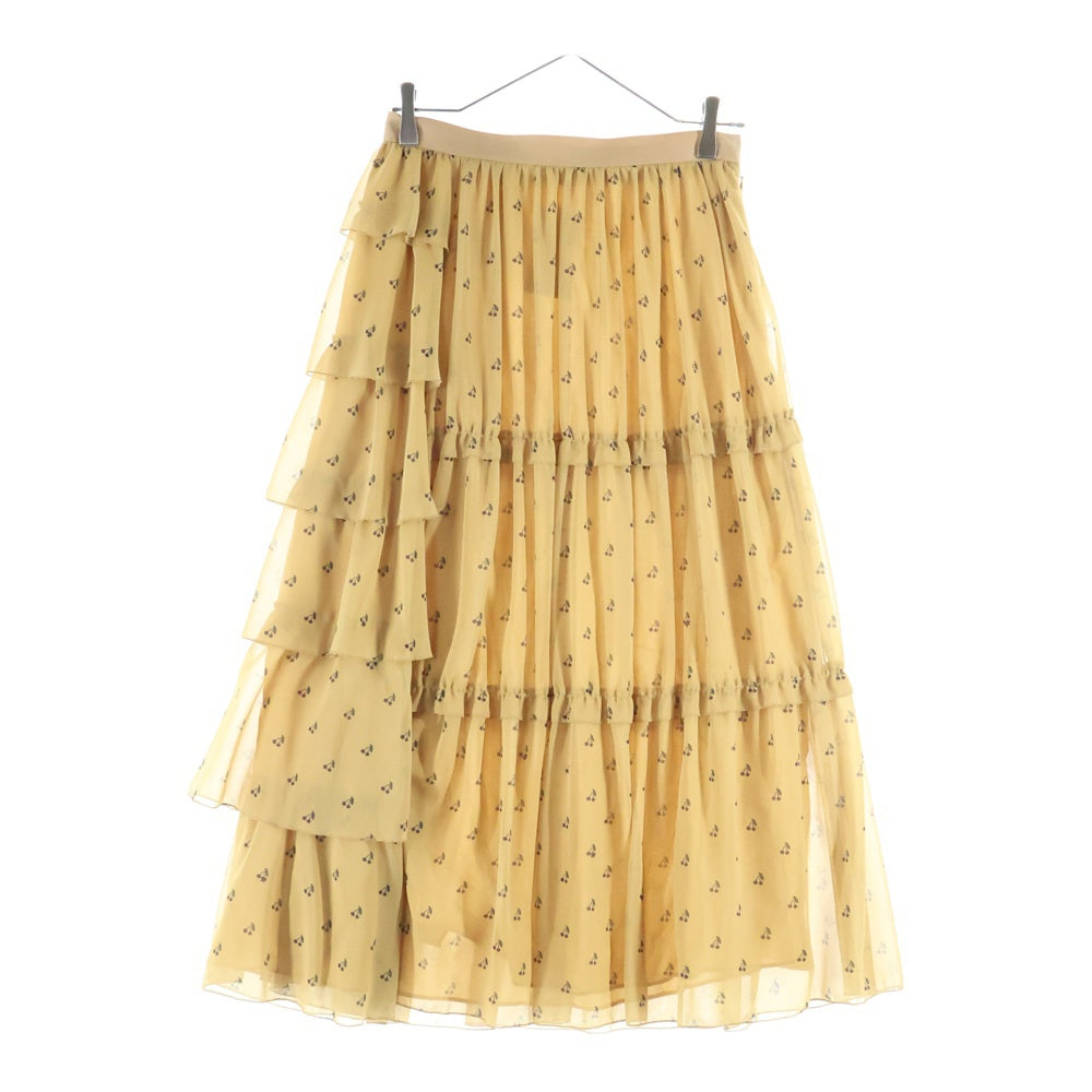 SueUNDERCOVER(スーアンダーカバー) チェリー柄 フリルデザイン ポリエステル ロングスカート イエロー レディース SU1A1601-1