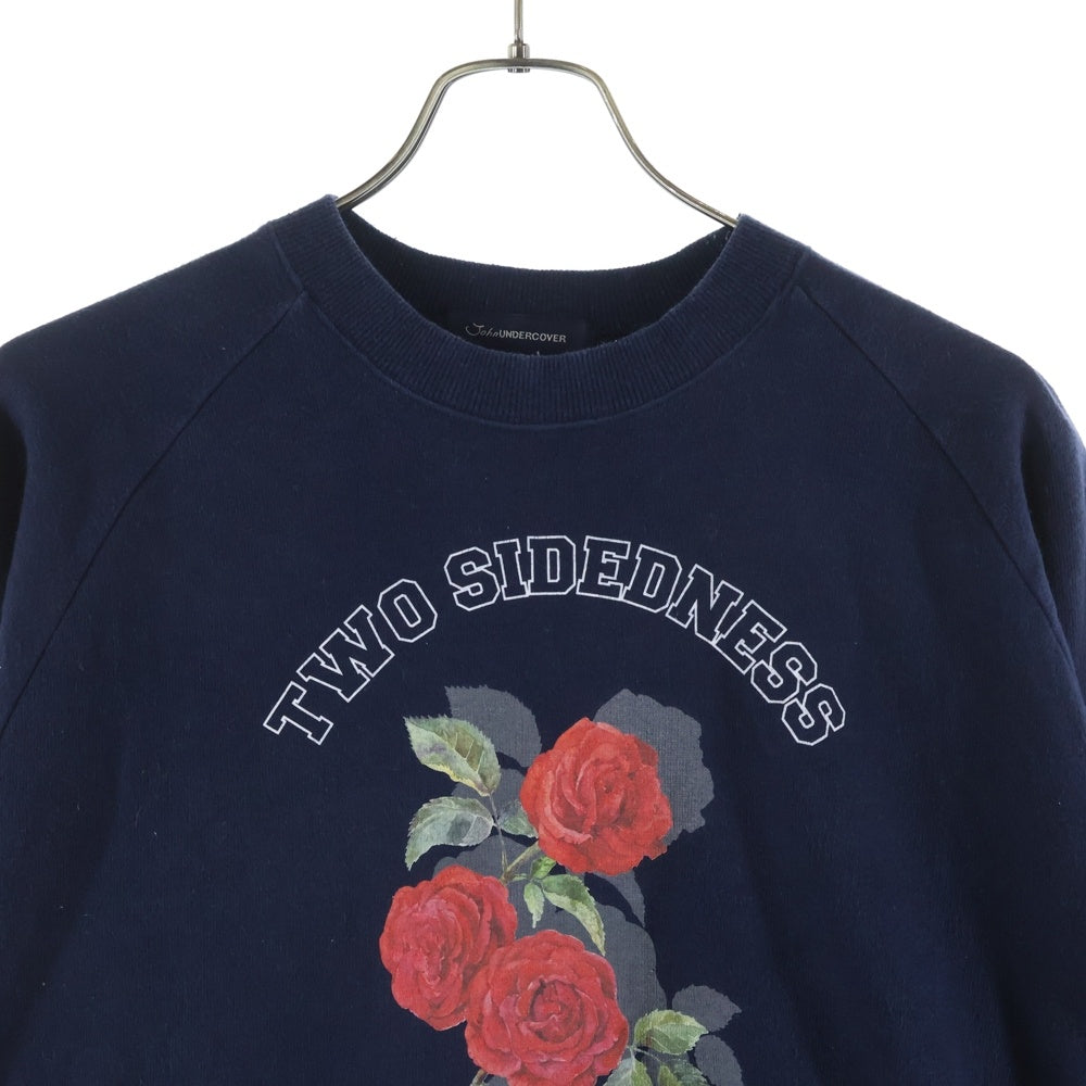 John UNDERCOVER(ジョン アンダーカバー) 19SS シャツドッキングデザイン フロントプリント スウェット トレーナー ネイビー/ホワイト JUW4802