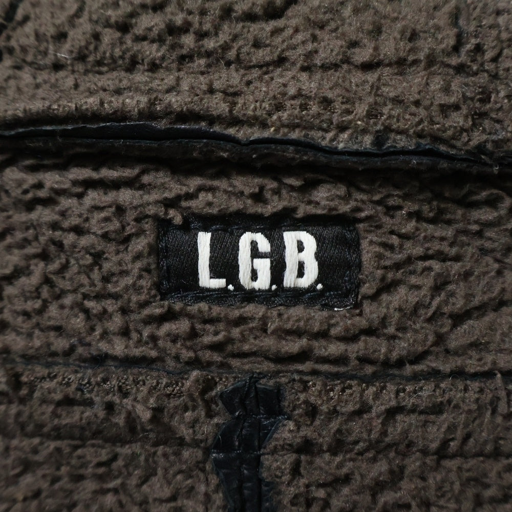 L.G.B.(ルグランブルー) PARKA LE-B ディアスキン ボアライナー レザー ジップアップパーカー ブラック レディース