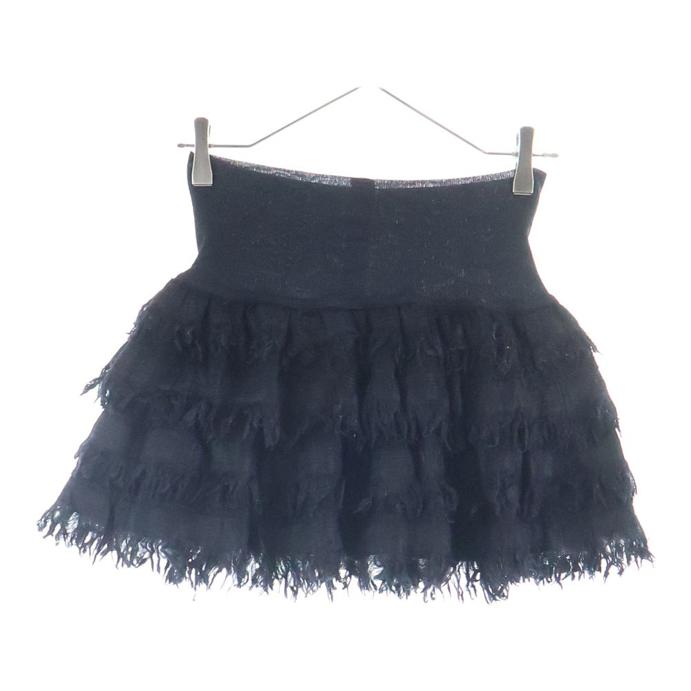 SHARE SPIRIT(シェアスピリット) フリルレースデザイン ウエストリブニット ミニスカート ブラック レディース FA1050