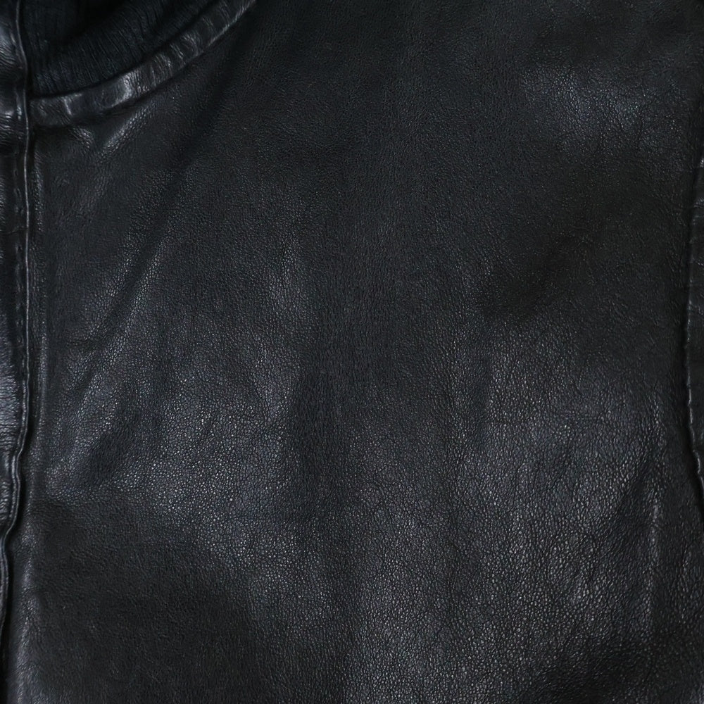 SHARE SPIRIT(シェアスピリット) 裾リブニットデザイン ジップアップ レザージャケット ブラック レディース FA819