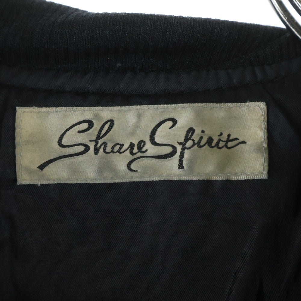 SHARE SPIRIT(シェアスピリット) 裾リブニットデザイン ジップアップ レザージャケット ブラック レディース FA819