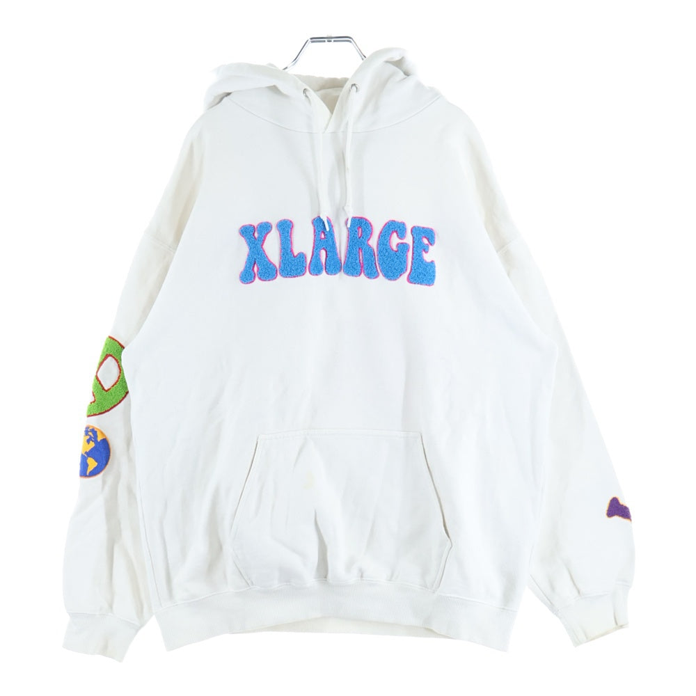 X-LARGE(エクストララージ) FLOWER PULLOVER HOODED SWEAT フラワープルオーバースウェットパーカー フーディ ホワイト 101224012009