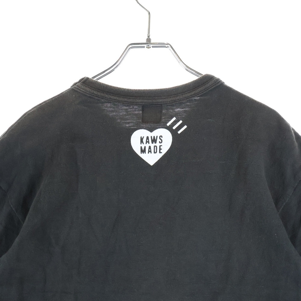HUMAN MADE(ヒューマンメイド) ×KAWS カウズ ハートロゴプリント 半袖Tシャツ カットソー ブラック