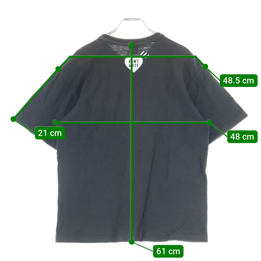 HUMAN MADE(ヒューマンメイド) ×KAWS カウズ ハートロゴプリント 半袖Tシャツ カットソー ブラック