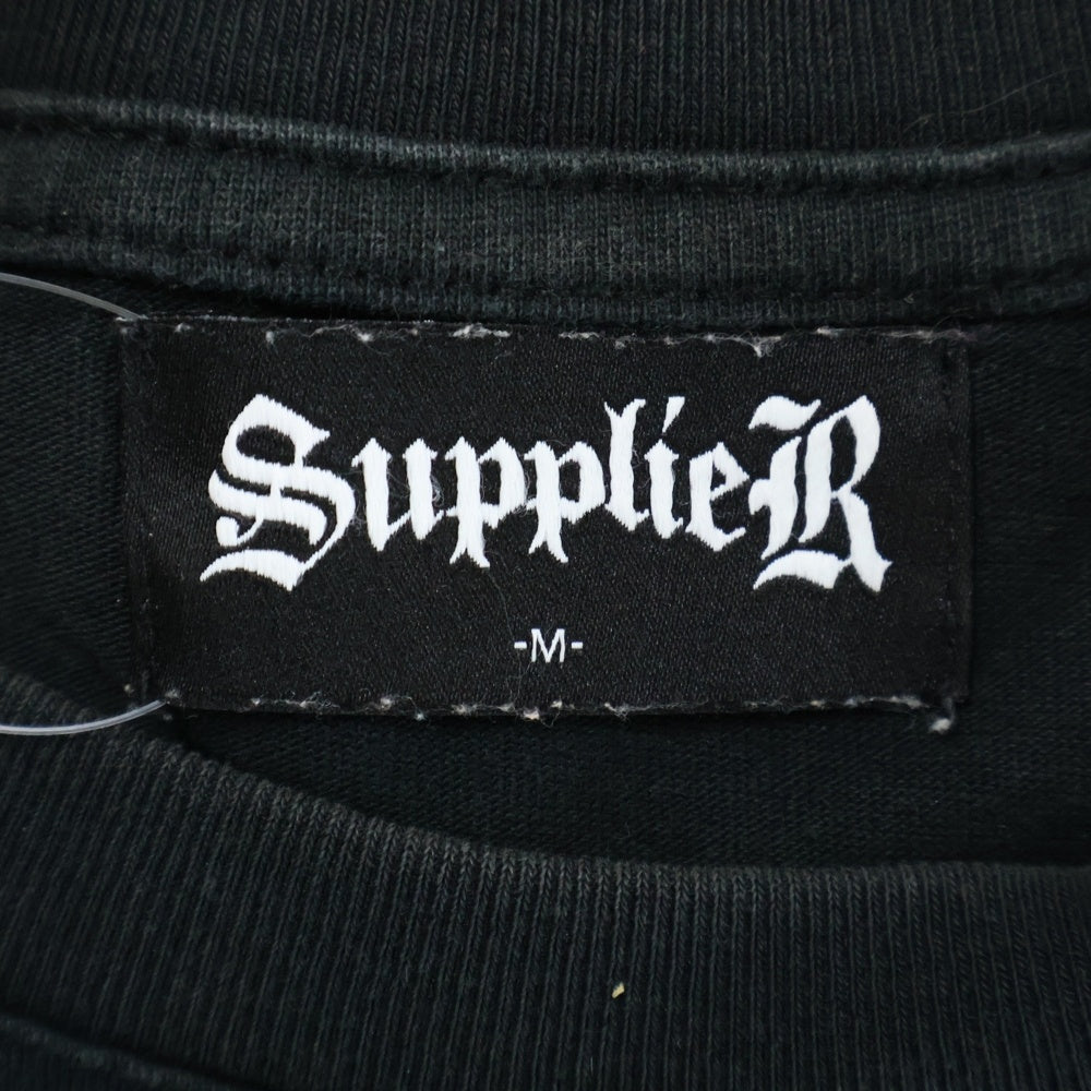 SUPPLIER(サプライヤ) バックロゴプリント クルーネックカットソー 半袖Tシャツ ブラック