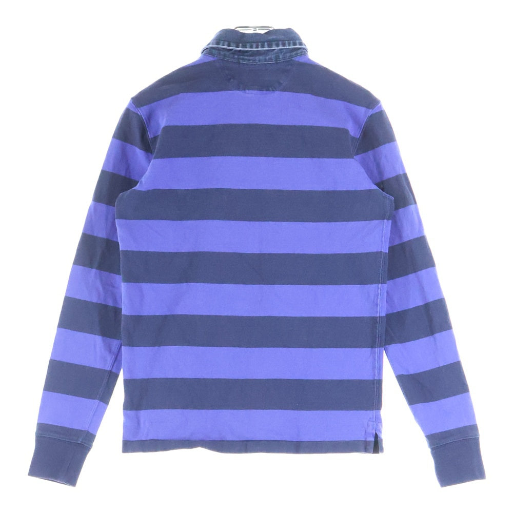 RALPH LAUREN SPORT(ラルフローレン スポーツ) デニムカラー ロゴエンブロイダリー ボーダー 長袖ポロシャツ マルチカラー