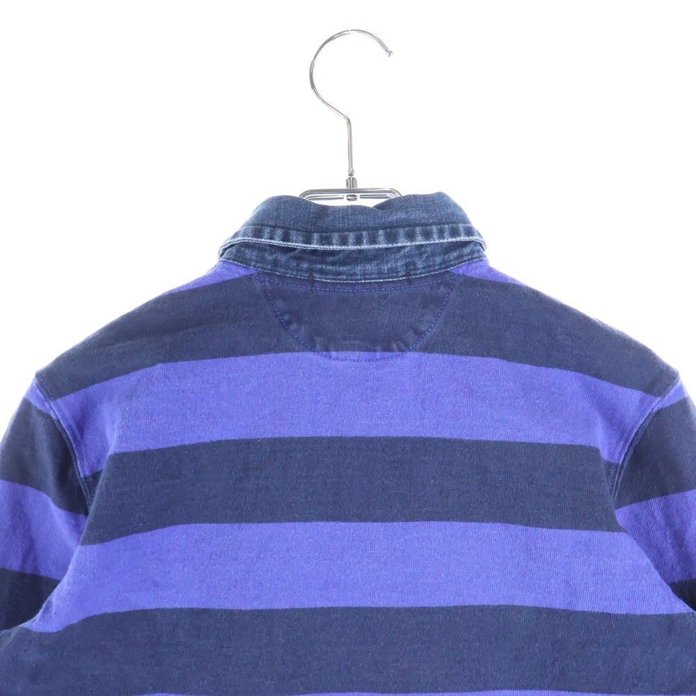 RALPH LAUREN SPORT(ラルフローレン スポーツ) デニムカラー ロゴエンブロイダリー ボーダー 長袖ポロシャツ マルチカラー