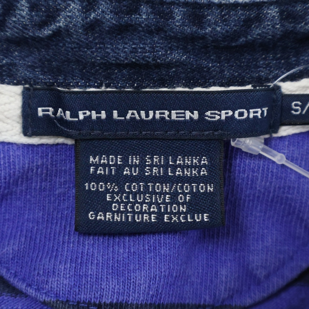 RALPH LAUREN SPORT(ラルフローレン スポーツ) デニムカラー ロゴエンブロイダリー ボーダー 長袖ポロシャツ マルチカラー