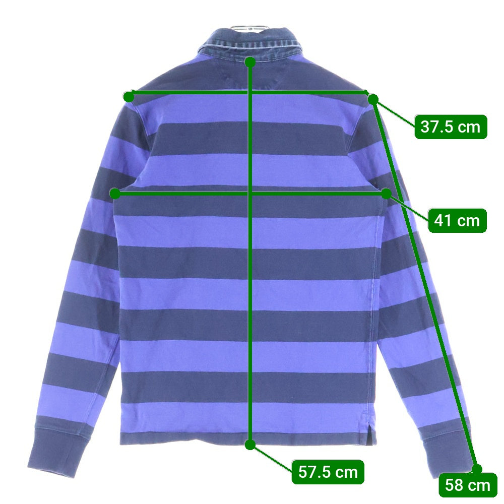 RALPH LAUREN SPORT(ラルフローレン スポーツ) デニムカラー ロゴエンブロイダリー ボーダー 長袖ポロシャツ マルチカラー