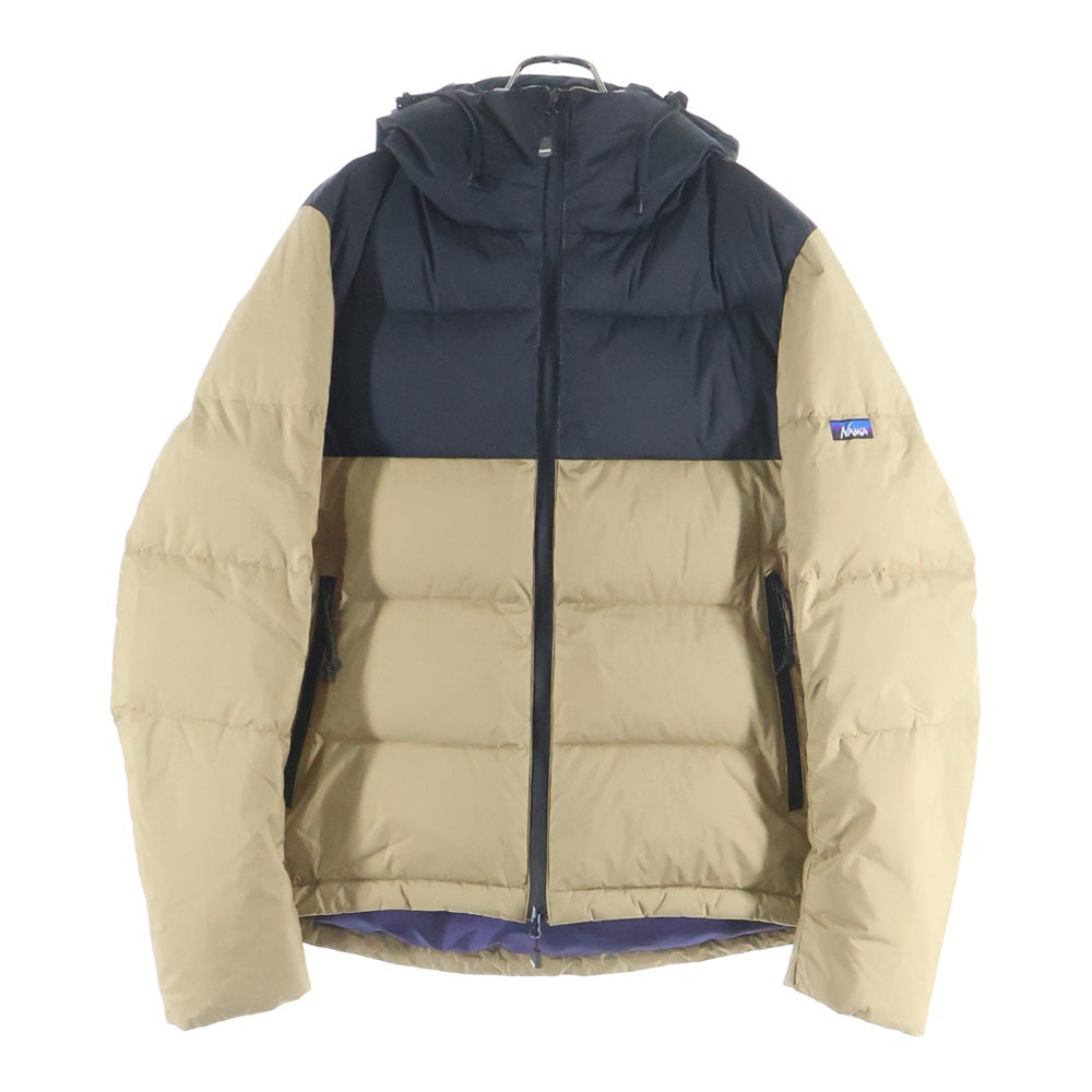 NANGA(ナンガ) ×KRIFF MAYER クリフメイヤー アームロゴデザイン フーデッド ジップアップ ダウンジャケット ブラウン 1929954