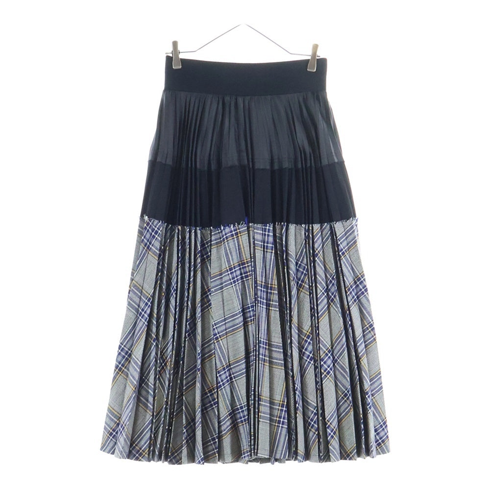 Sacai(サカイ) チェック柄 ドッキング プリーツロングスカート