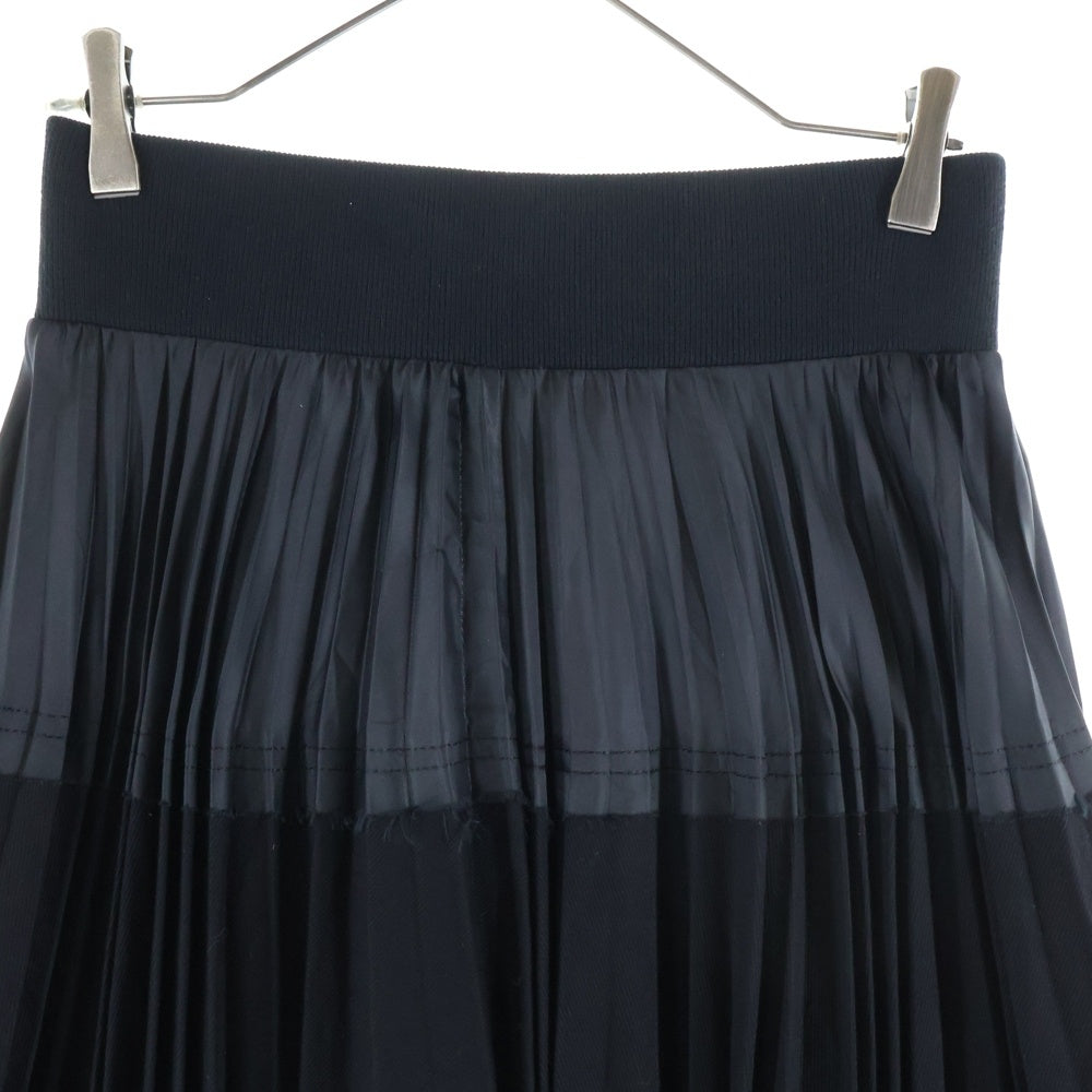 Sacai(サカイ) チェック柄 ドッキング プリーツロングスカート レディース ブラック/グレー 18-04164